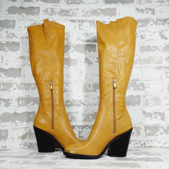 New Franco Sarto Glenice 2 Women Faux Leather Block Heel Tall Boots O580 - Picture 5 of 12